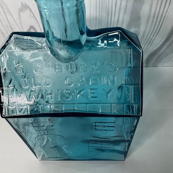 Vintage E.C. BOOZ’S Old Cabin Whiskey Bottle Blue 1840 - Picture 2 of 5